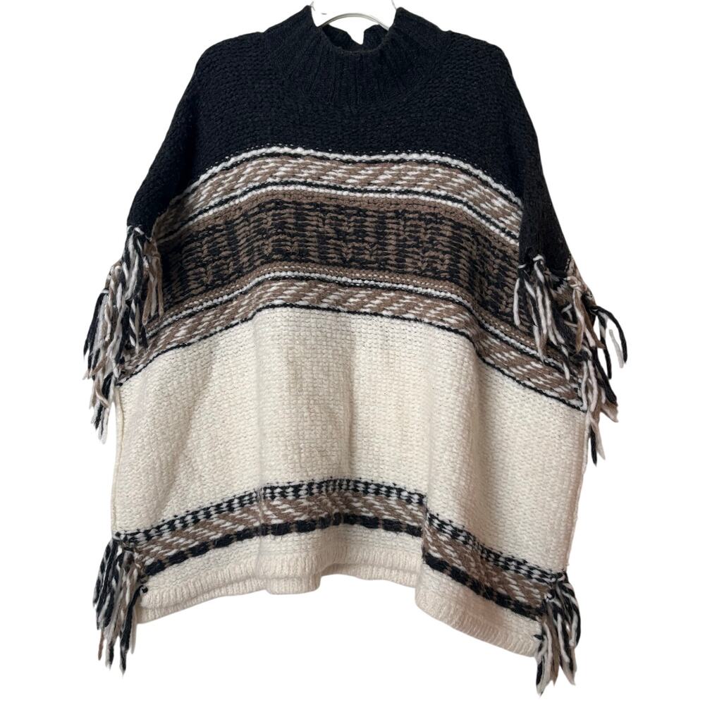 NWT FREE PEOPLE LABYRINTH Boho Bohemian Wool Poncho XSmall/Small XS/S - Picture 2 of 6